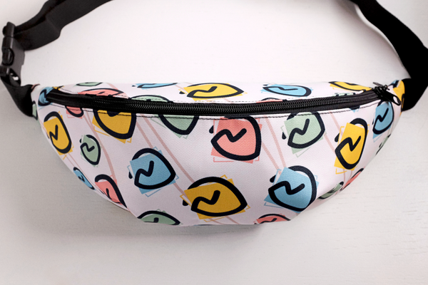 fanny pack sitting on a white table